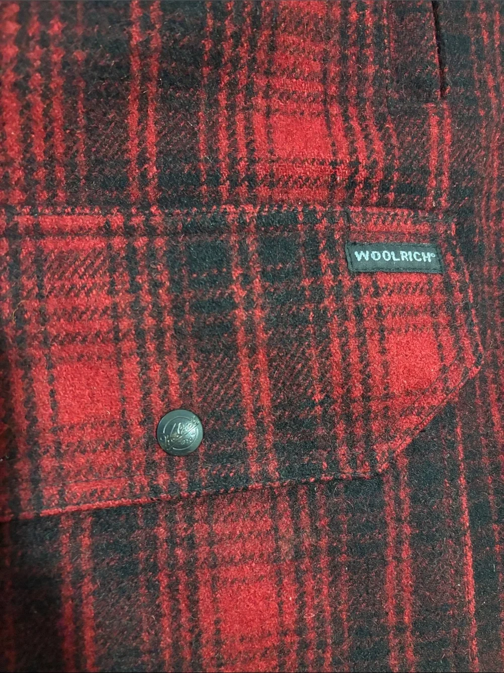 Vintage Y2K Era Woolrich Mackinaw Wool Blend Red and Black Outdoor Jacket Mens